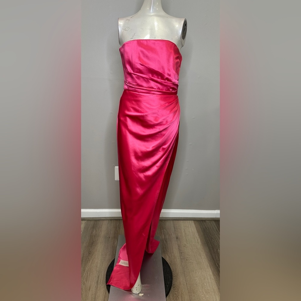Sau Lee Priyanka Strapless Satin Gown US 4 $495 - Picture 4 of 11